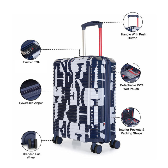 Tommy Hilfiger Colorado Spring Hard Luggage Navy & white