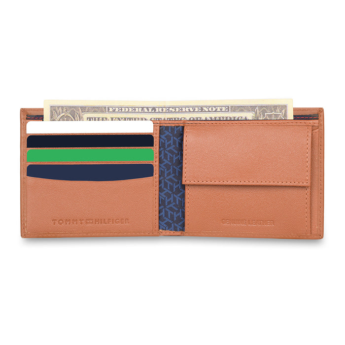 Tommy Hilfiger Stefano Mens Leather Global Coin Wallet  Tan