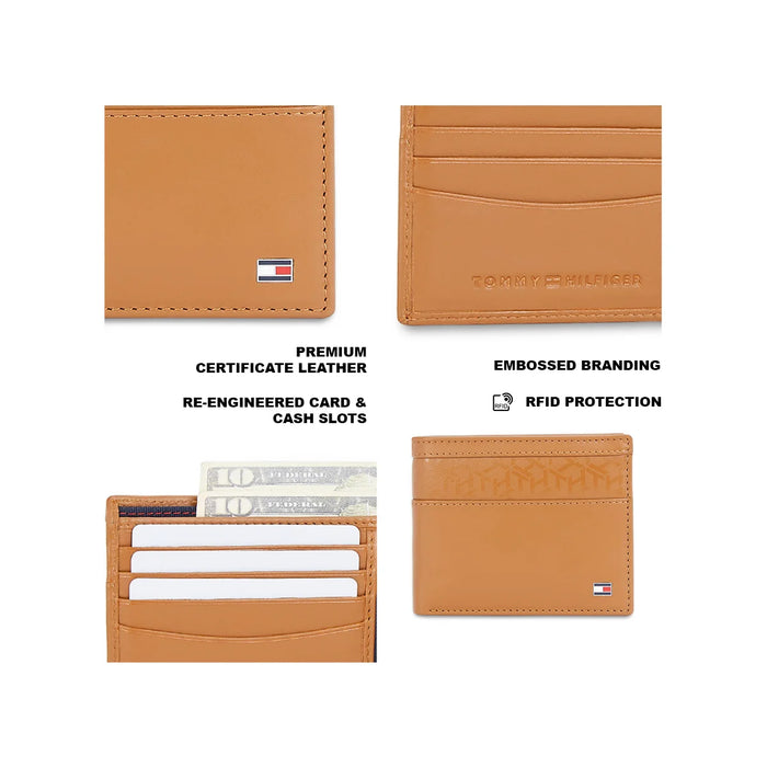 Tommy Hilfiger Bellagio Mens Leather Global Coin Wallet-Tan