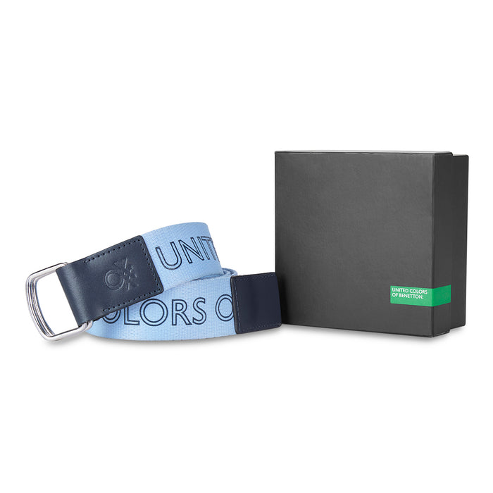 United Colors of Benetton Quinto Men's Leather Non Reversible Belt-blue