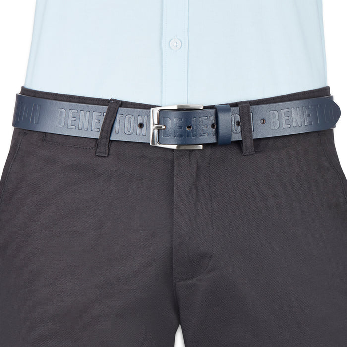 United Colors of Benetton Costa Men's Leather Non-Reversible Belt-Navy