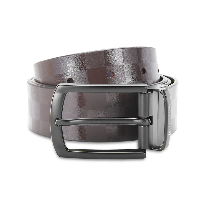 United Colors of Benetton Greco Men's Leather Reversible Belt Brown