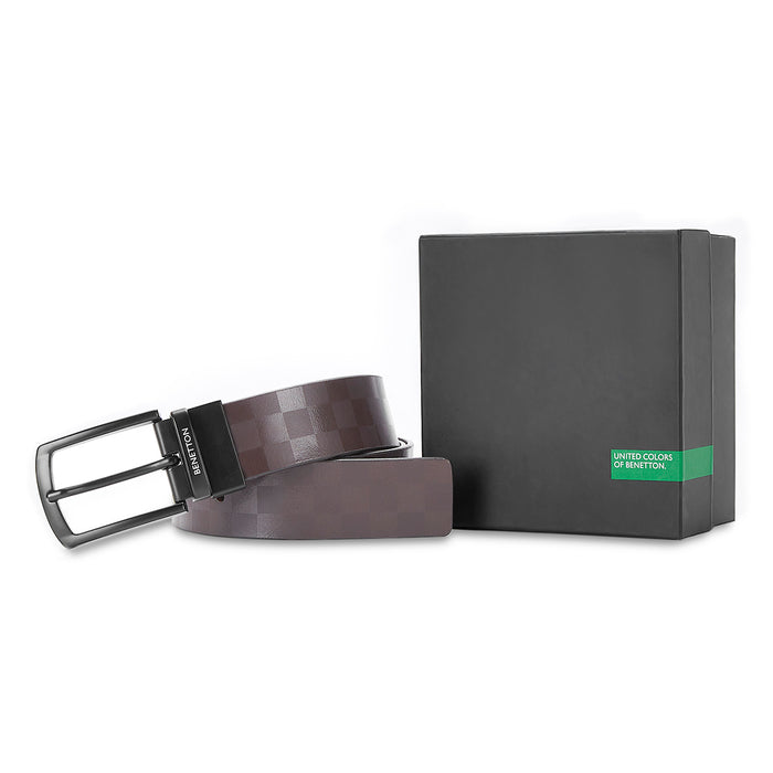 United Colors of Benetton Greco Men's Leather Reversible Belt Brown.