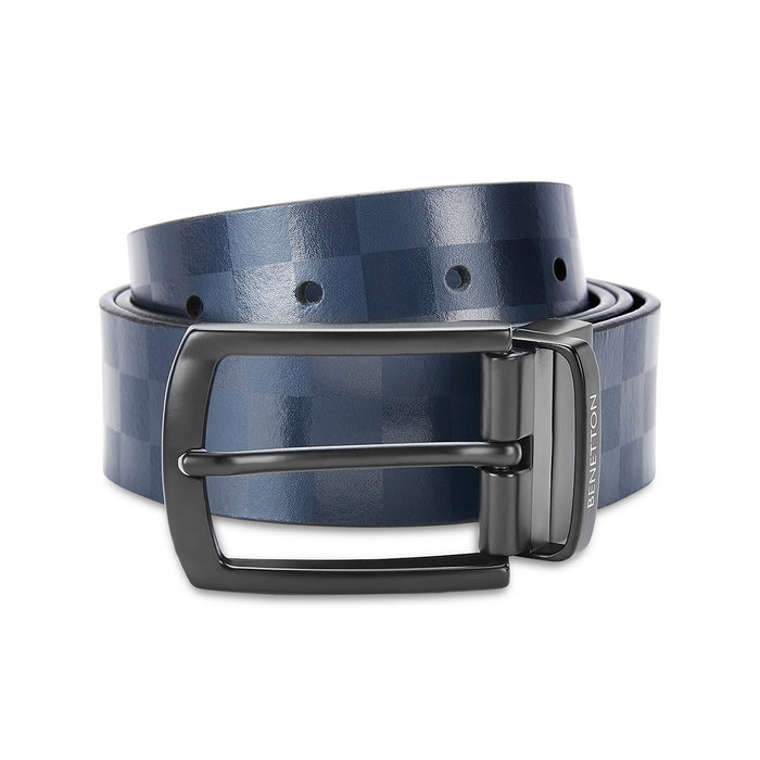 United Colors of Benetton Greco Men's Leather Reversible Belt Navy