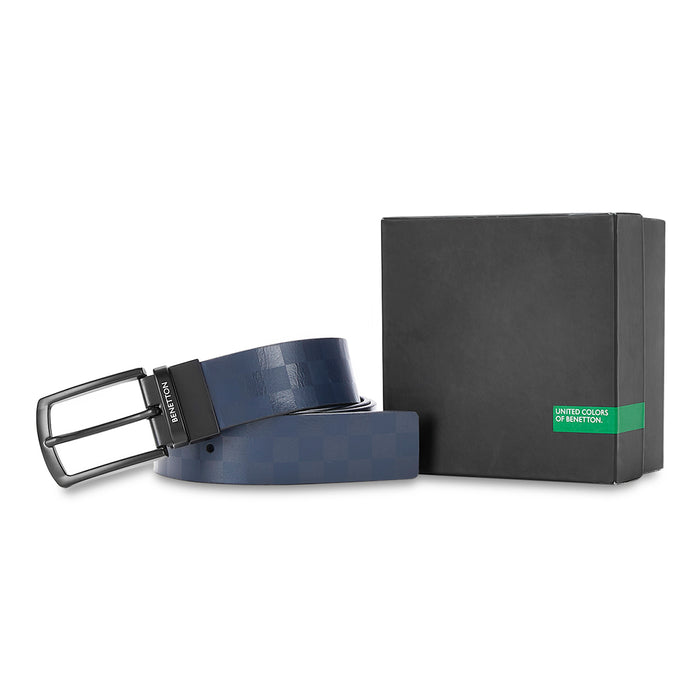 United Colors of Benetton Greco Men's Leather Reversible Belt Navy