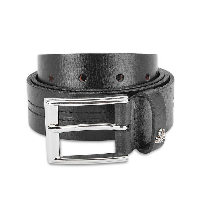 UCB Cavier Men's Leather Non Reversible Belt Army Black