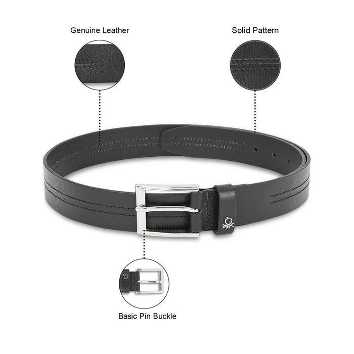 UCB Cavier Men's Leather Non Reversible Belt Army Black