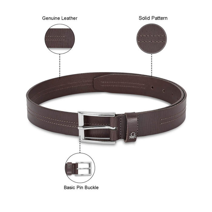 UCB Cavier Men's Leather Non Reversible Belt Army Brown