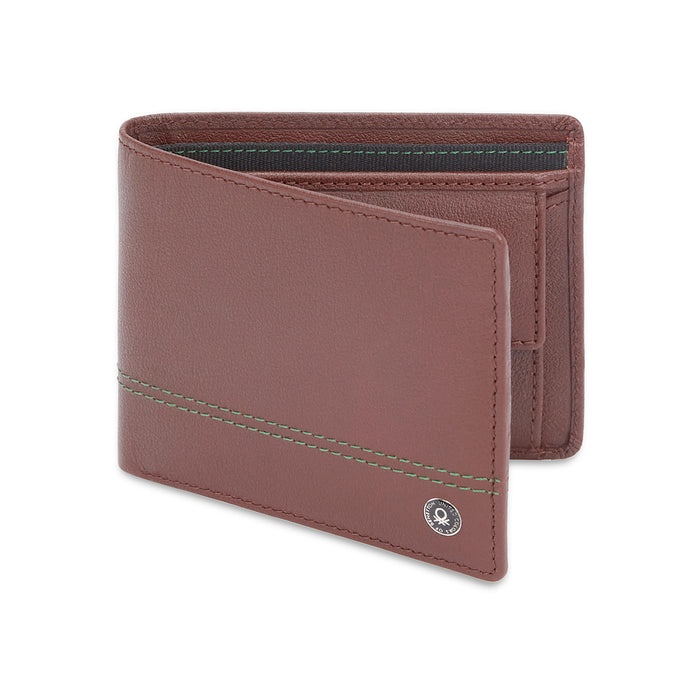 United Colors of Benetton Roque Men's Leather Global Coin Wallet-brown