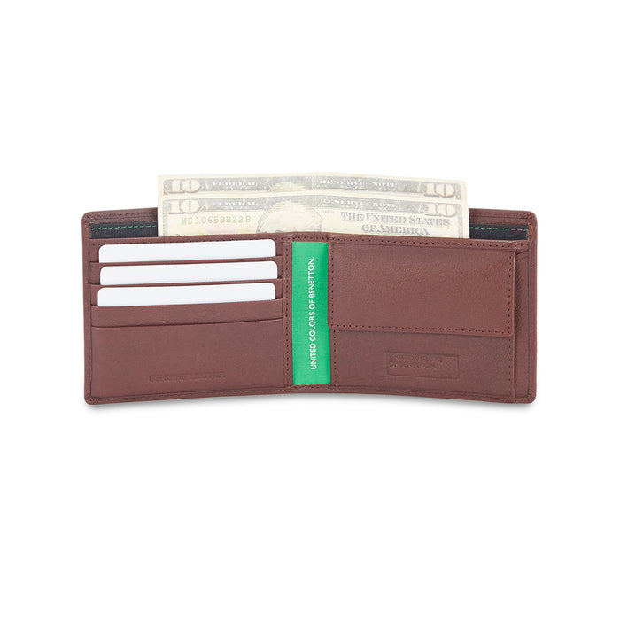 United Colors of Benetton Roque Men's Leather Global Coin Wallet-brown