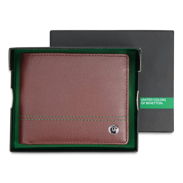 United Colors of Benetton Roque Men's Leather Global Coin Wallet-brown