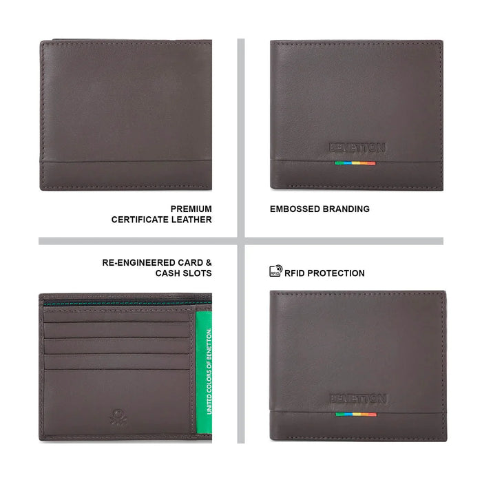 United Colors of Benetton Castriel Men’s Global Coin Leather Wallet-Brown