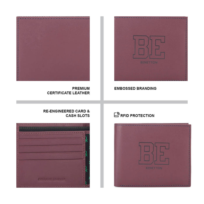 United Colors of Benetton Valen Men's Leather Global Coin Wallet-wine