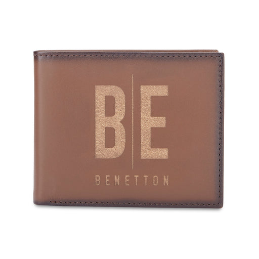 United Colors of Benetton Ackley Men’s Global Coin Leather Wallet-Tan