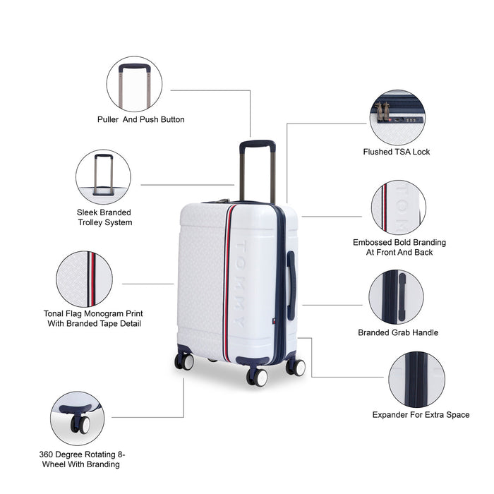 Tommy Hilfiger Millennia Hard Luggage White Cabin