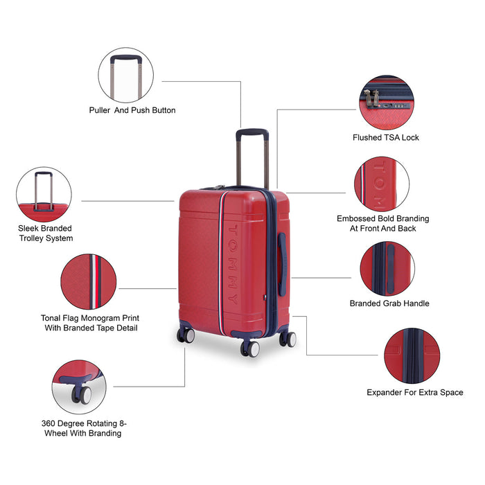 Tommy Hilfiger Millennia Hard Luggage Red Cabin