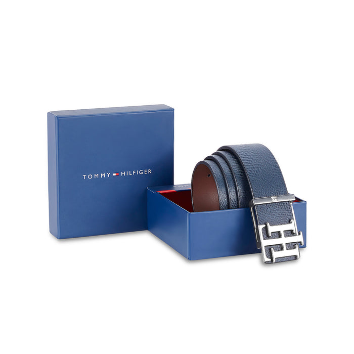 Tommy Hilfiger Hobro Men's Reversible Leather Belt-Navy