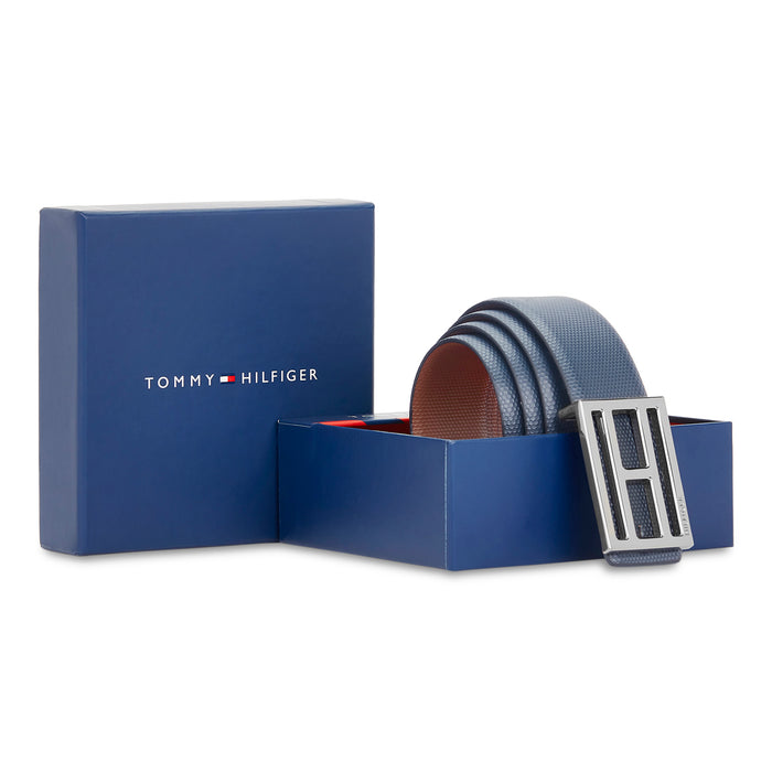 Tommy Hilfiger Thisted Men's Reversible Leather Belt-Tan-Navy