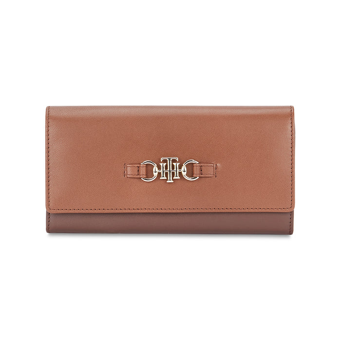 Tommy Hilfiger Beatrice Womens PU Flap Wallet With Sling-Brown