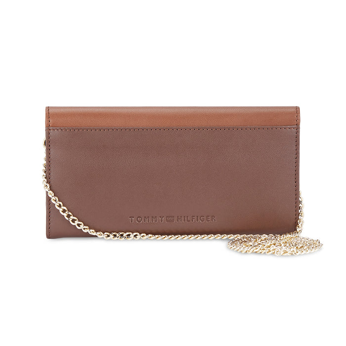 Tommy Hilfiger Beatrice Womens PU Flap Wallet With Sling-Brown