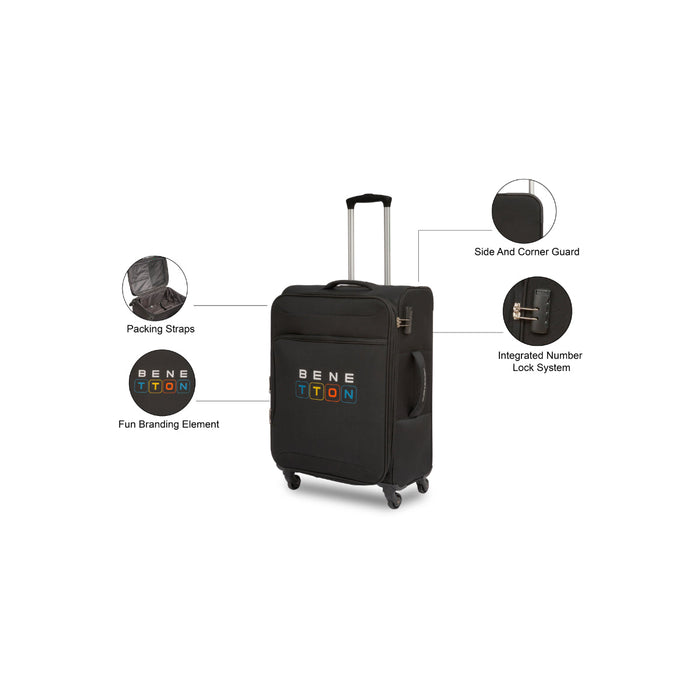 United Colors of Benetton Macau Soft Luggage Black Mid