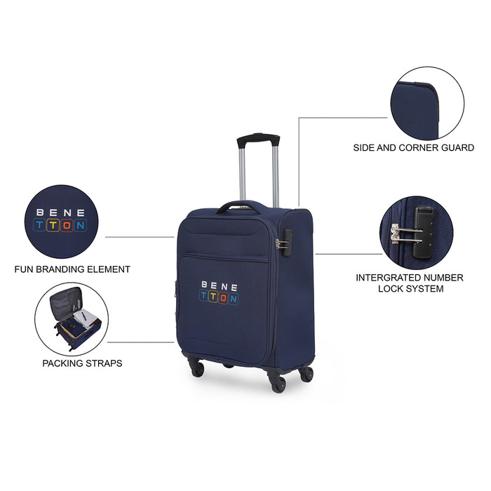 United Colors of Benetton Macau Soft Luggage Navy Cabin