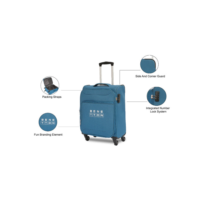 United Colors of Benetton Macau Soft Luggage Teal Blue Cabin