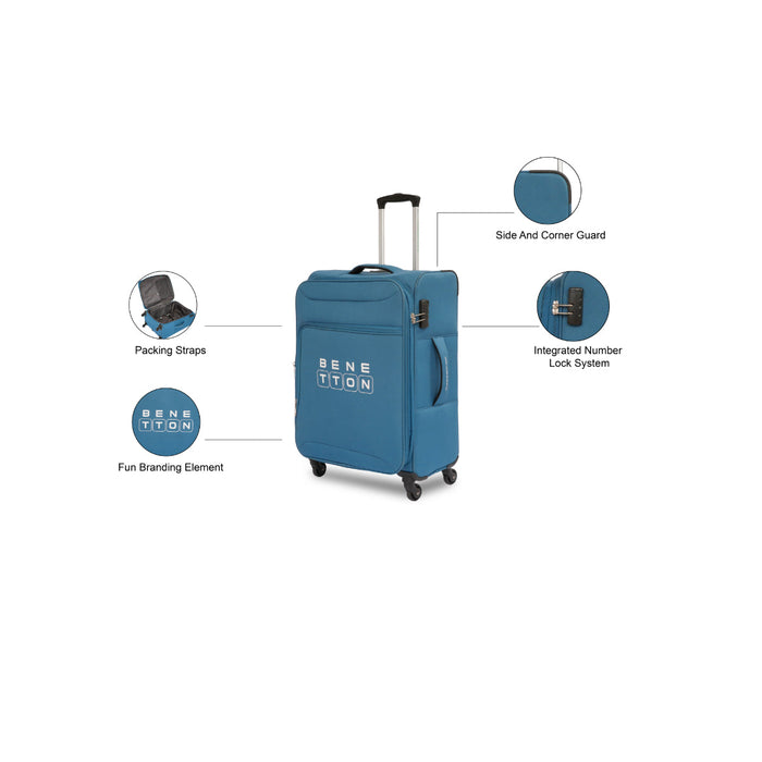 United Colors of Benetton Macau Soft Luggage Teal Blue Min