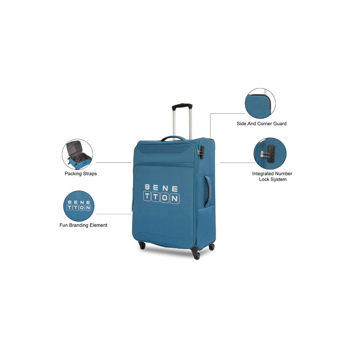 United Colors of Benetton Macau Soft Luggage Teal Blue Cargo