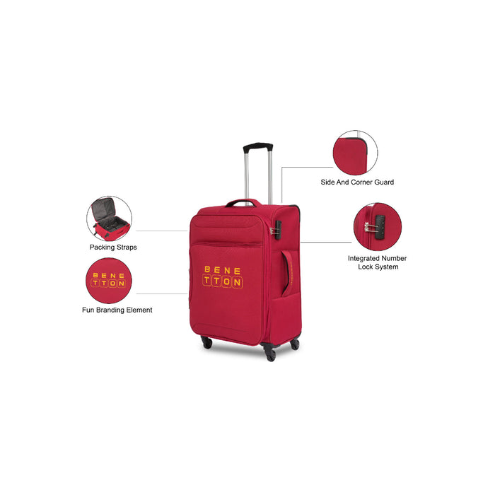 United Colors of Benetton Macau Soft Luggage Red Mid