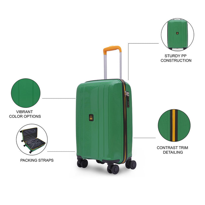 United Colors Of Benetton Wayfarer Hard Luggage Green Cabin