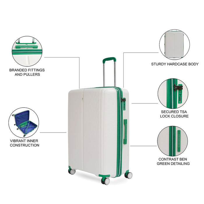 United Colors of Benetton Emerald Hard Luggage white