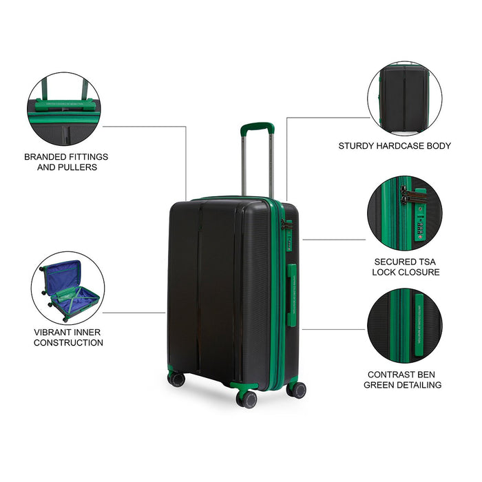 United Colors of Benetton Emerald Hard Luggage Black