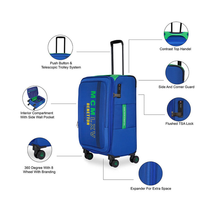 United Colors of Benetton Topaz Soft Luggage Blue