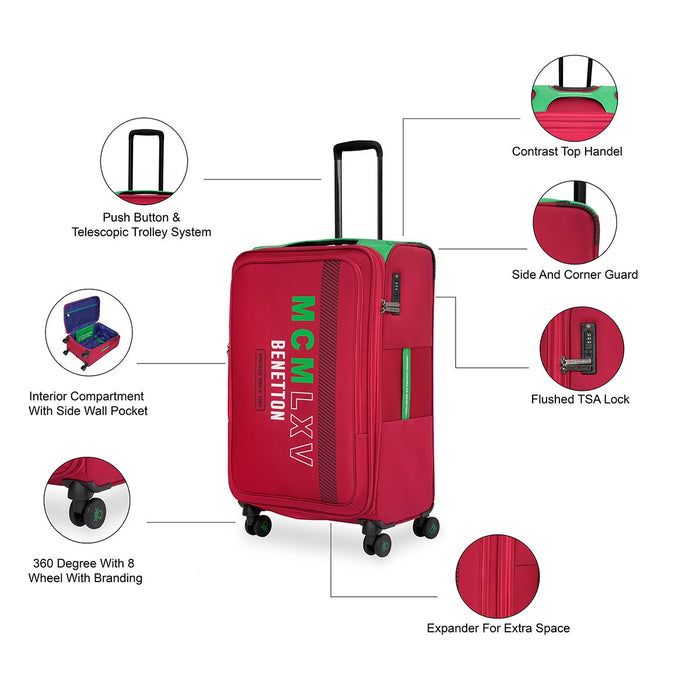 United Colors of Benetton Topaz Soft Luggage Red