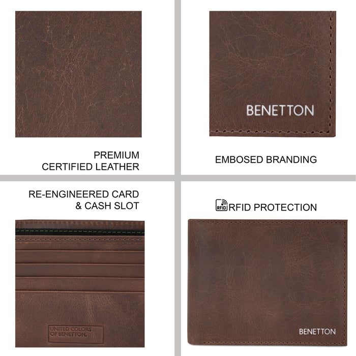 United Colors of Benetton Corso Passcase Wallet Brown