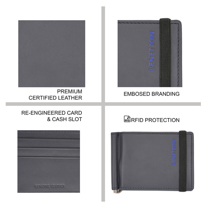 United Colors of Benetton Emberto Money Clip Wallet navy