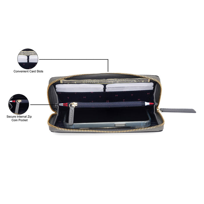 Tommy Hilfiger Bretha Women's Zip Around Wallet Black+grey