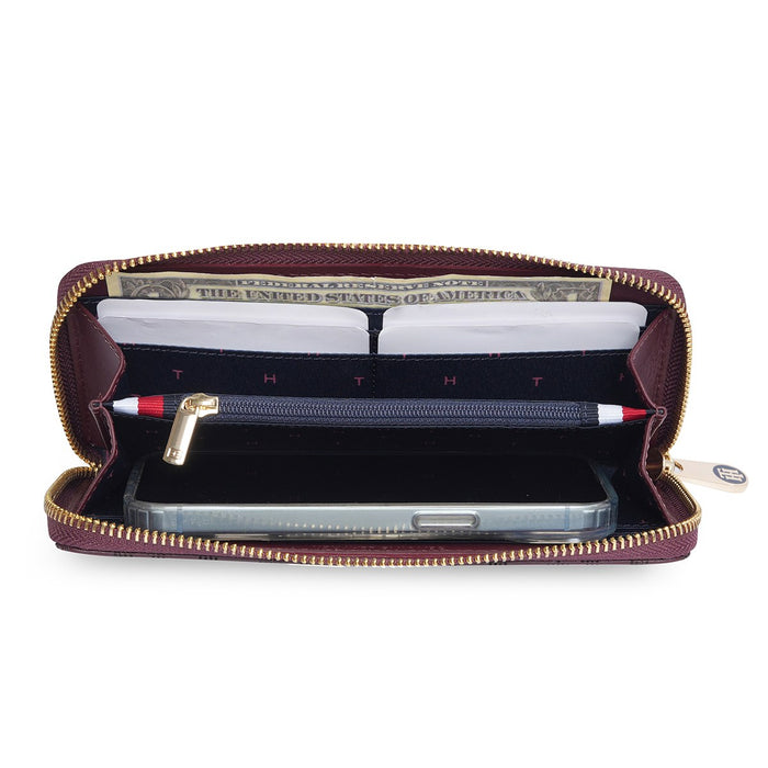 Tommy Hilfiger Celina Women's Zip Around Wallet Burgundy