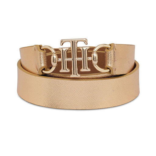 Tommy Hilfiger Yuki Womens Non Reversible Belt Metallic Gold