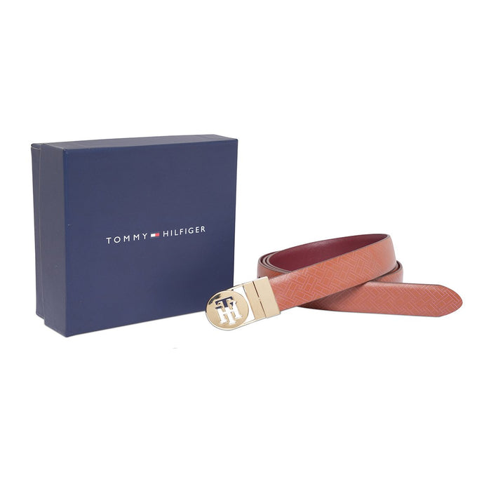 Tommy Hilfiger Riza Womens Reversible Belt Tan Wine