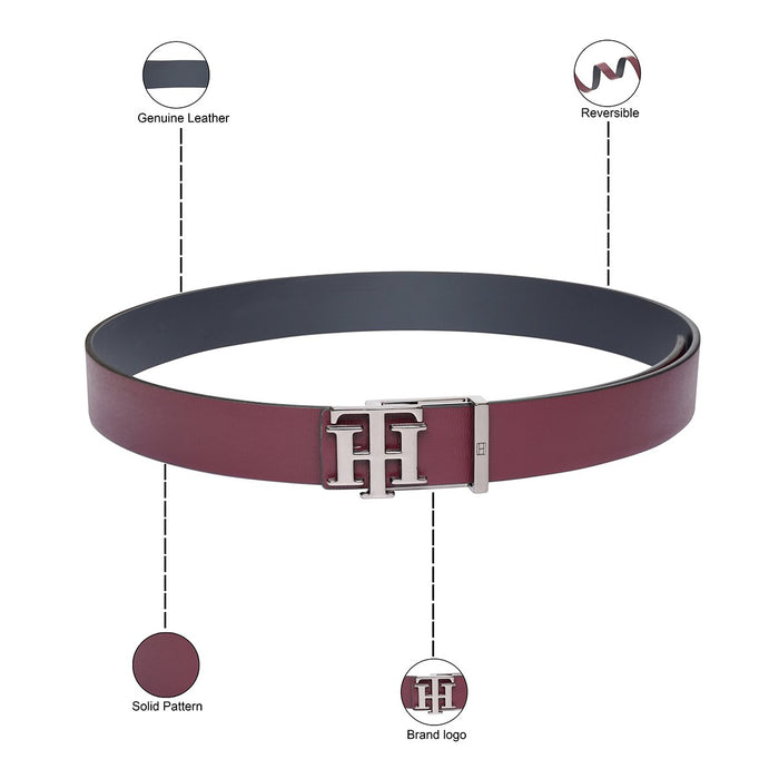 Tommy Hilfiger Malmo Men's Reversible Belt Wine Navy