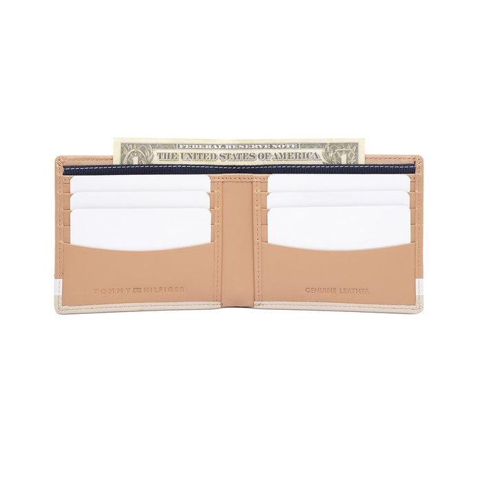 Tommy Hilfiger Samos Mens Slimfold Wallet Khaki White