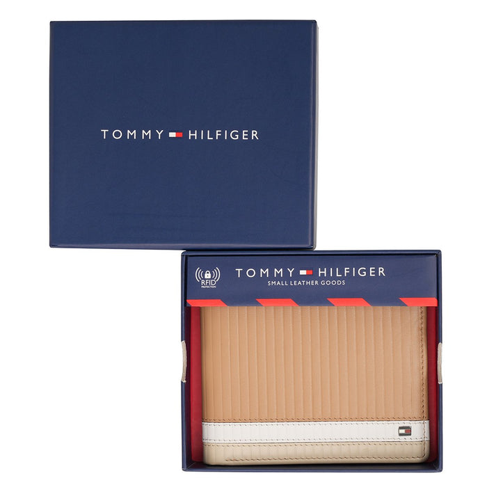 Tommy Hilfiger Samos Mens Slimfold Wallet Khaki White