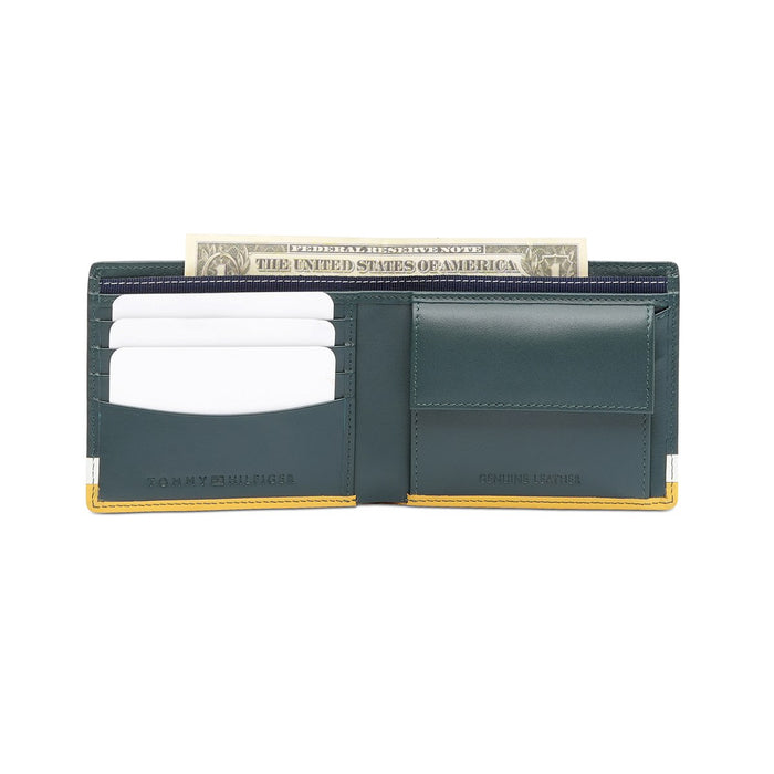 Tommy Hilfiger Samos Men'S Global Coin Wallet Green+White