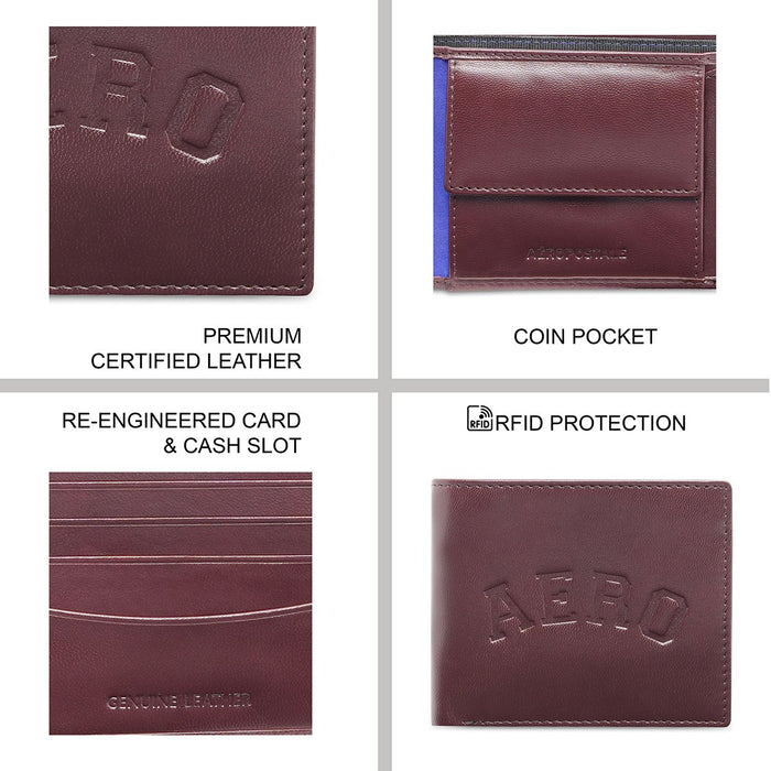 Aeropostale Sanjose Men's Global Coin Wallet Wine