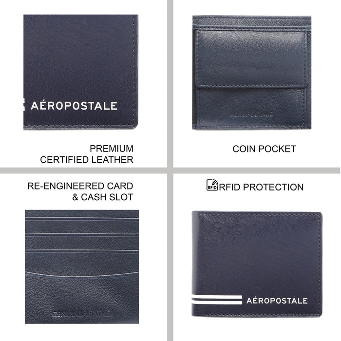 Aeropostale Sacramento Men's Global Coin Wallet Navy