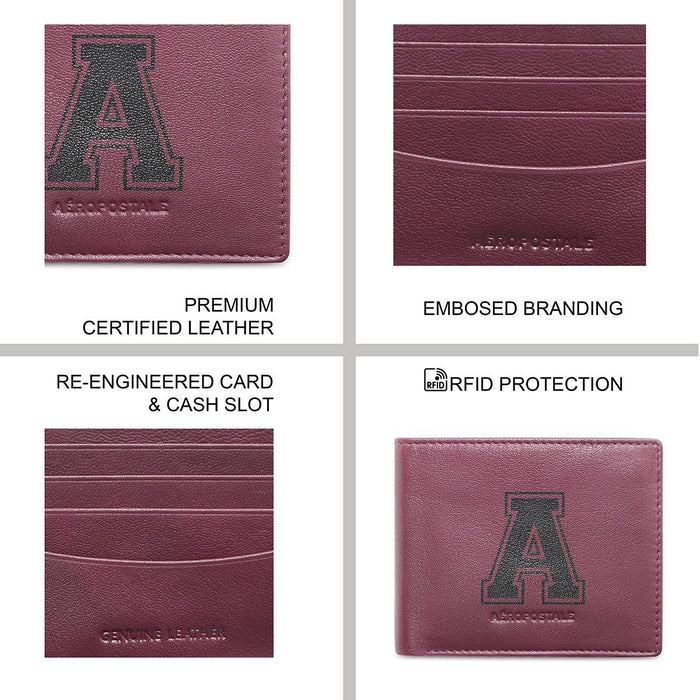 Aeropostale Norfolk Men's Slimfold Wallet Wine