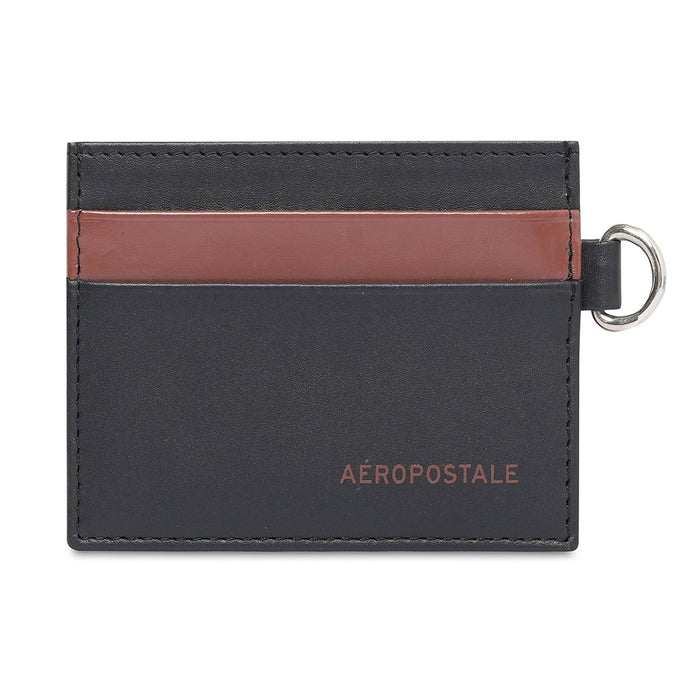 Aeropostale Oxnard Mens Card Holder Black Tan