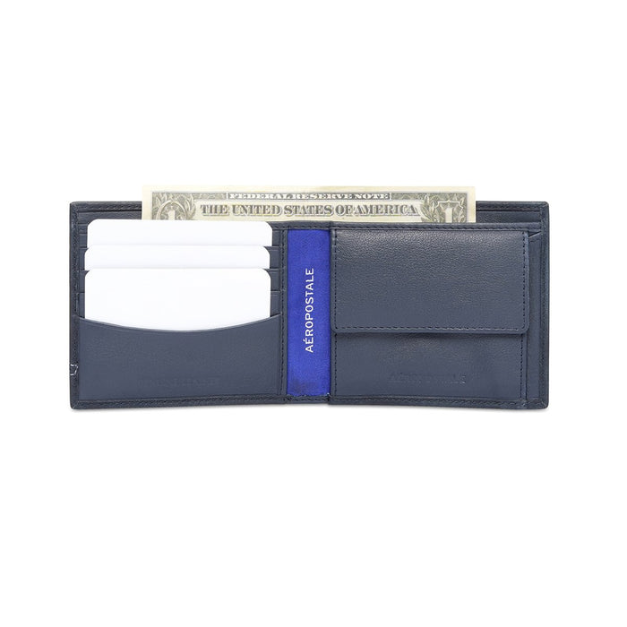 Aeropostale Visalia Mens Global Coin Wallet Navy